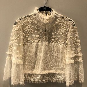 Alice and Olivia white lace blouse